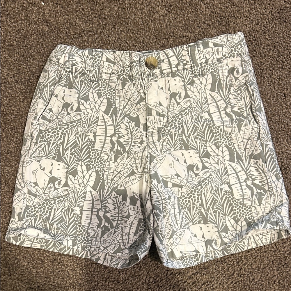 Janie and Jack sage green/grey Elephant Print Kids Shorts